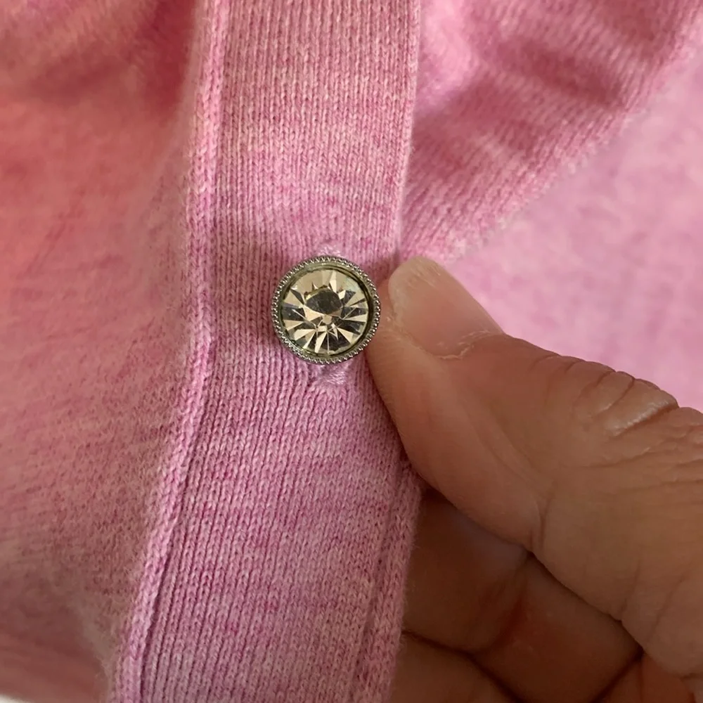 Talbots rhinestone button v‎ neck cardigan. Worn about 4x